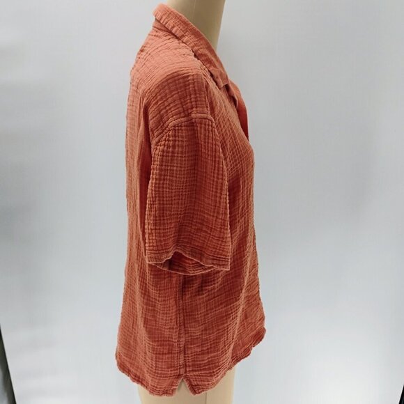 Abercrombie and Fitch cotton gauze shirt orange fall color lightweight - Picture 13 of 16